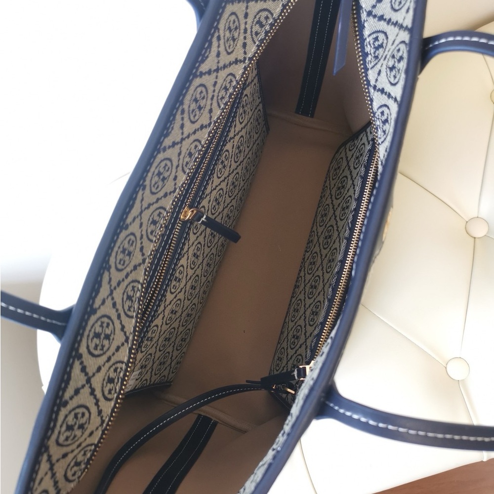 Tory Burch Elegant Navy Patterned Tote by [Brand] - Picture 7 of 7